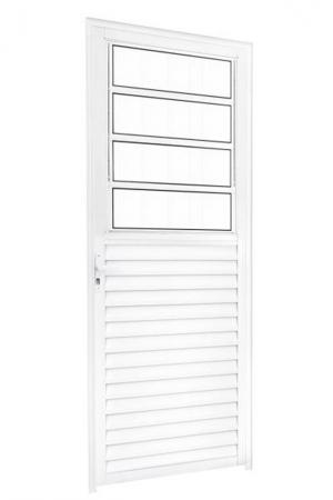 Porta Alumínio Branco Com Basculante Perfil Duplo 25 mm